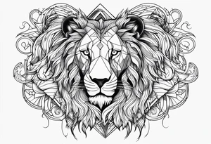 chest tattoo with lions tattoo idea