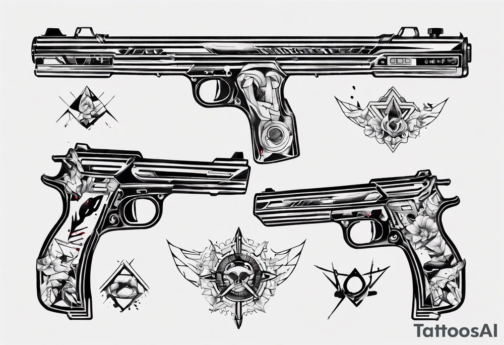 gun with blood tattoo idea