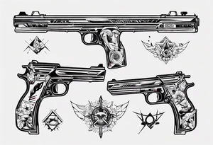 gun with blood tattoo idea