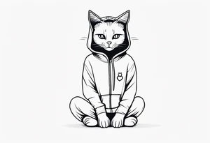 Full body cat emo cat in a hoodie tattoo idea
