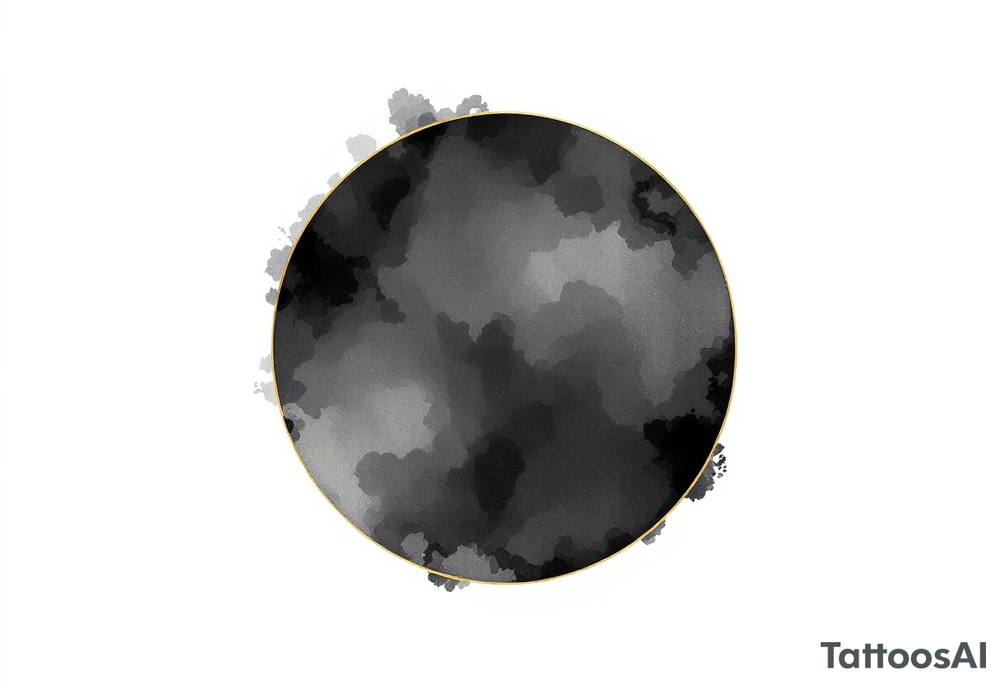 A solid black circle with a thin gold outline, evoking elegance and strength. tattoo idea