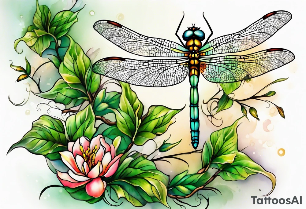 dragonfly vine wrap tattoo idea