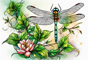 dragonfly vine wrap tattoo idea