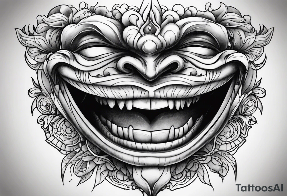 Evil smile face tattoo idea