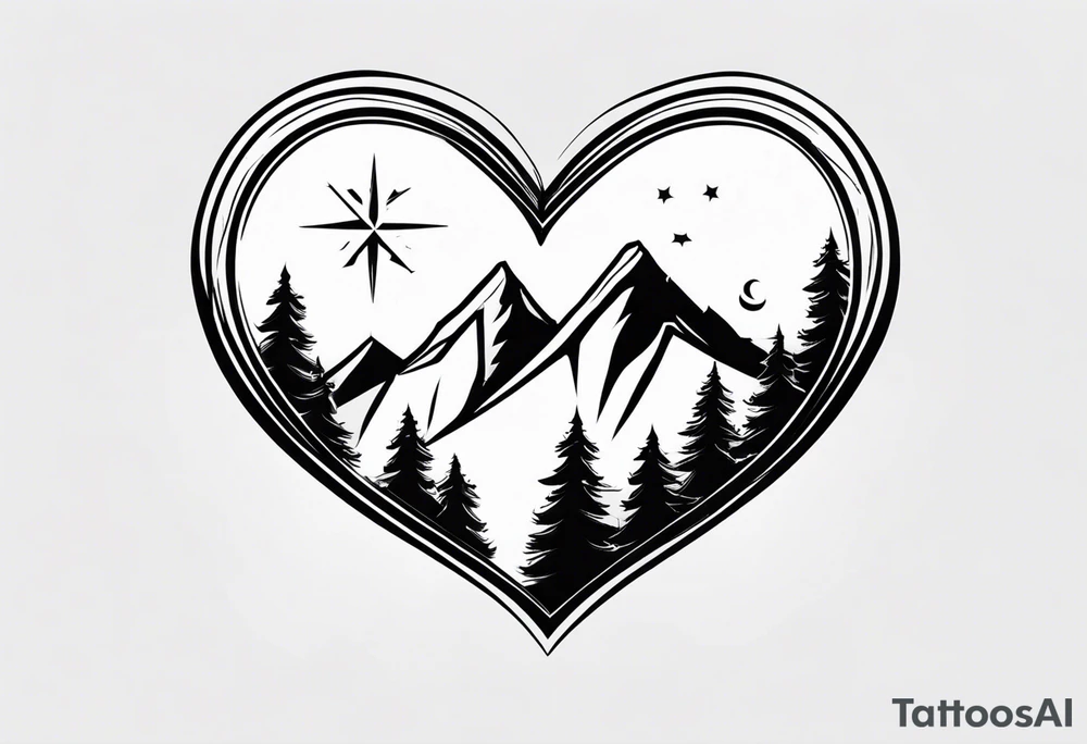 Steelers logo, heart, mountain, tree tattoo idea