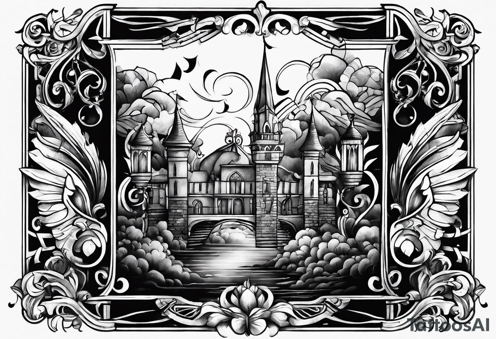 Musical theme with letters L and R tattoo idea