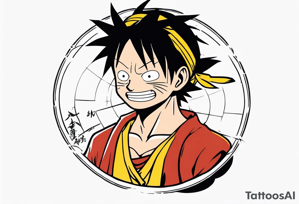 I want a half compas and half Mugiwara Luffy head tattoo idea