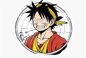 I want a half compas and half Mugiwara Luffy head tattoo idea