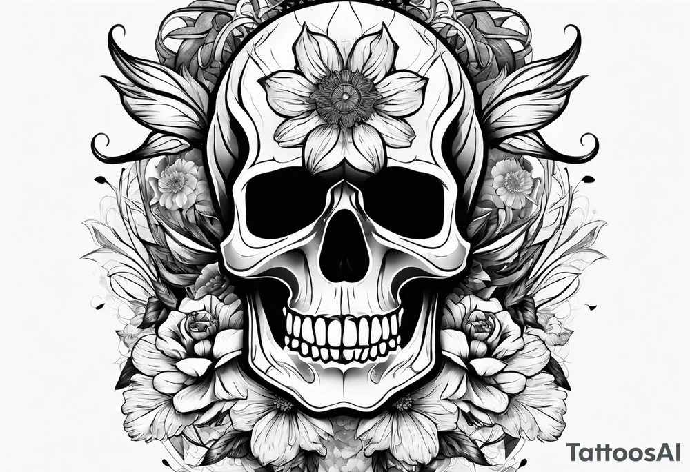skull and aster tattoo idea