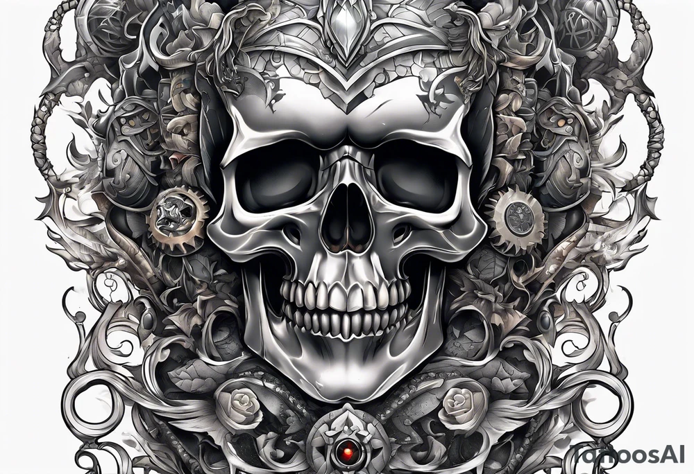 Tattoo in the neck of a skull freeing itself from human censorship. tattoo idea