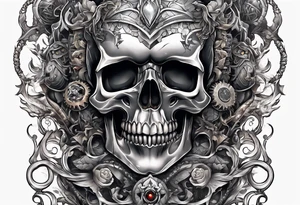 Tattoo in the neck of a skull freeing itself from human censorship. tattoo idea