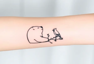 A bear, woodpecker and cardinal tattoo idea
