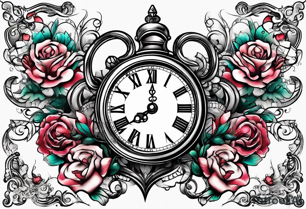Heart with clock hands on 8 and 5 tattoo idea