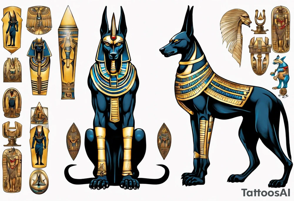 anubis and horus full arms tattoo idea