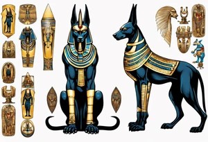 anubis and horus full arms tattoo idea