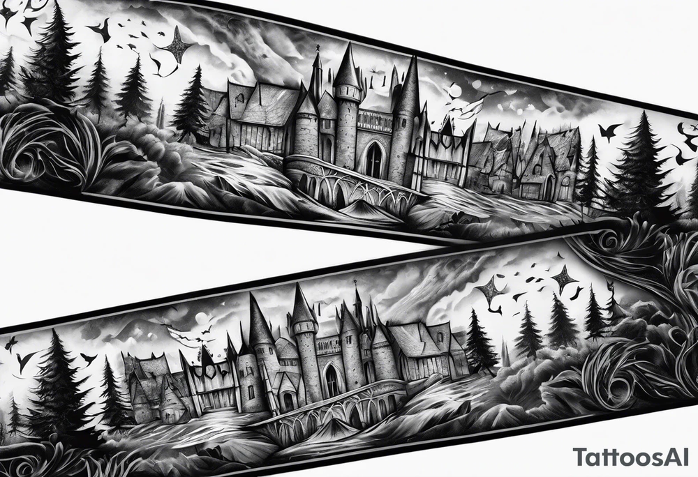 Harry Potter deathly hollows  arm sleeve tattoo idea