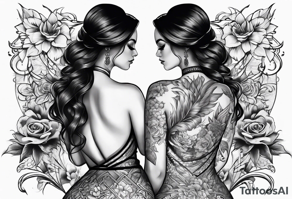 Woman from behind tattoo idea