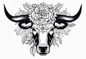 floral steer head with “well the devil can scrap but the lord has won” under it in cursive tattoo idea
