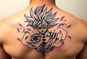 legendary dragonball z scene with energy aura and power effects tattoo idea