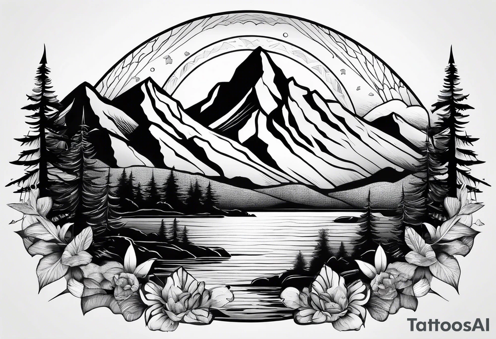 Mountains and ocean tattoo idea