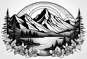 Mountains and ocean tattoo idea