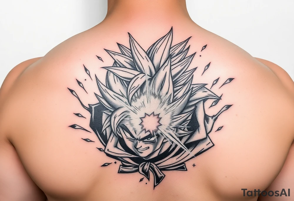 legendary dragonball z scene with energy aura and power effects tattoo idea