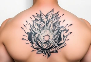 legendary dragonball z scene with energy aura and power effects tattoo idea