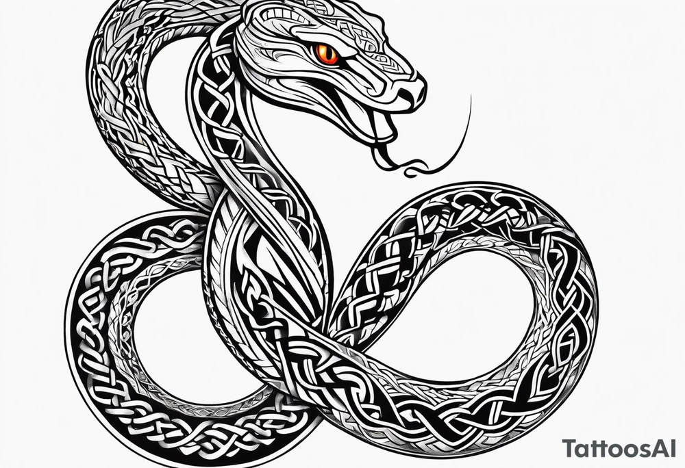 Celtic knotwork style snake tattoo idea