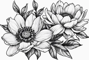 cherry blossom, peony, sunflower, tulip, lily tattoo idea