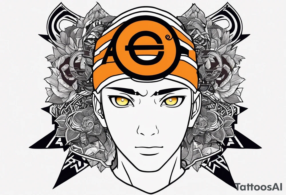 naruto headband with the letters AR in the middle tattoo idea