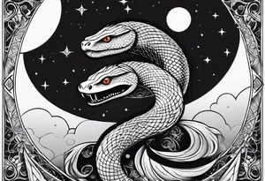 Fine line snake, moon phases, dagger tattoo idea