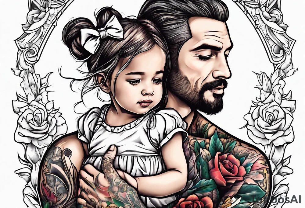tall man holding little girl, in memory of Drew tattoo idea