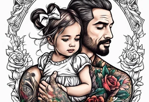 tall man holding little girl, in memory of Drew tattoo idea
