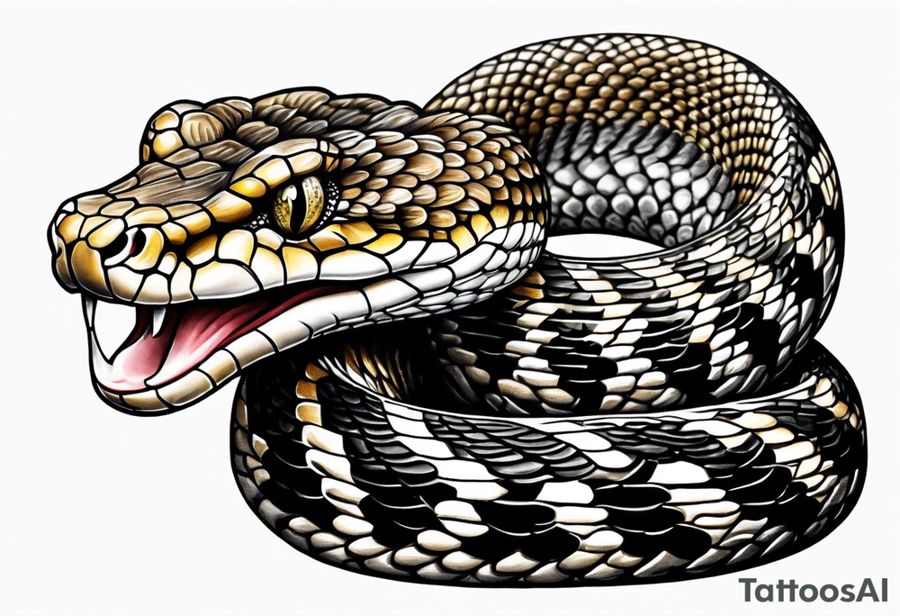 Diamond back rattle snake with rattle tattoo idea