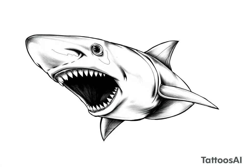 hammerhead-shark with open mouth. tattoo idea