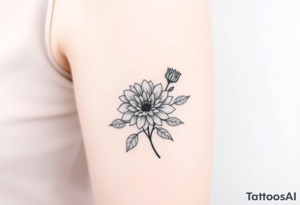 Rose and Chrysanthemum bouquet tattoo tattoo idea
