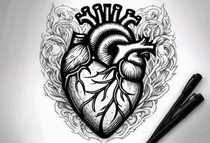 real heart on fire tattoo idea