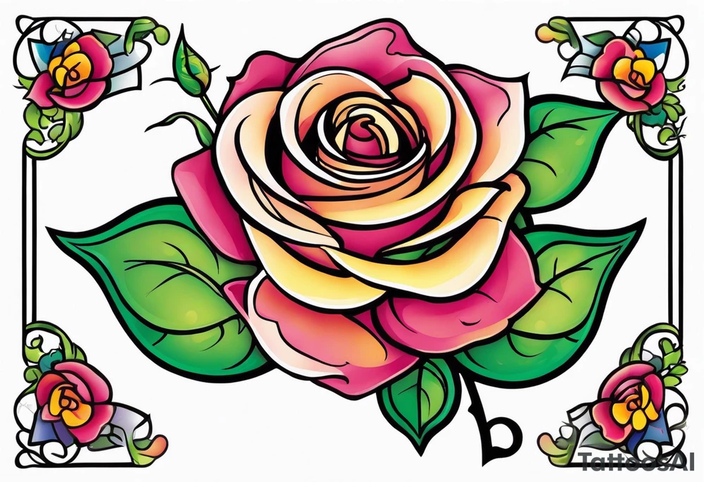 Rose with the stem spelling yolanda tattoo tattoo idea
