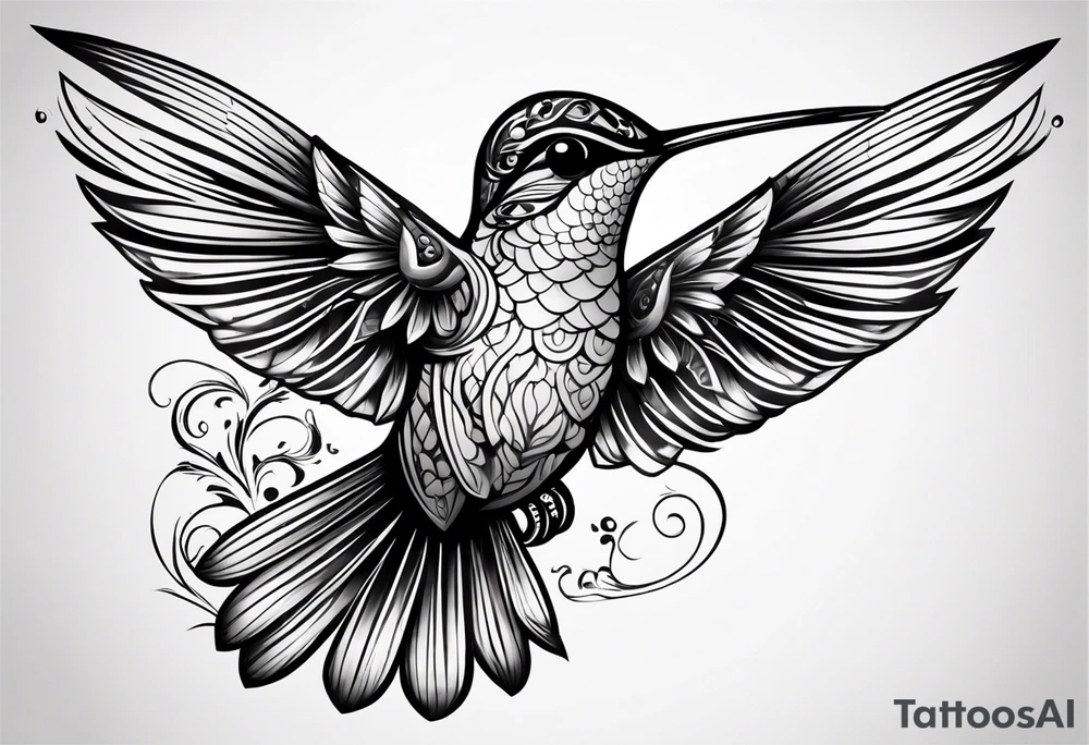 hummingbird simple and elegant small size on triceps tattoo idea
