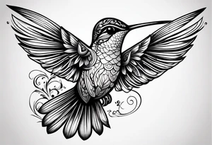hummingbird simple and elegant small size on triceps tattoo idea
