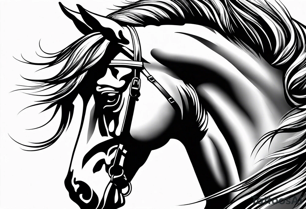 Horse portrait no shading tattoo idea