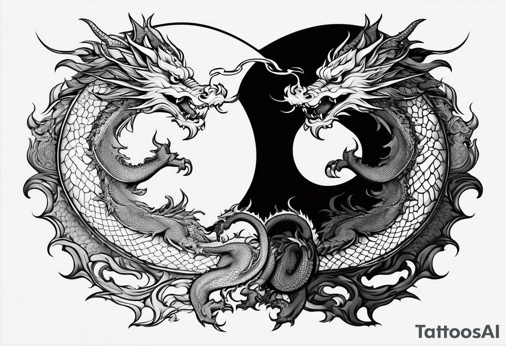 Yin and yang as a dragon tattoo idea
