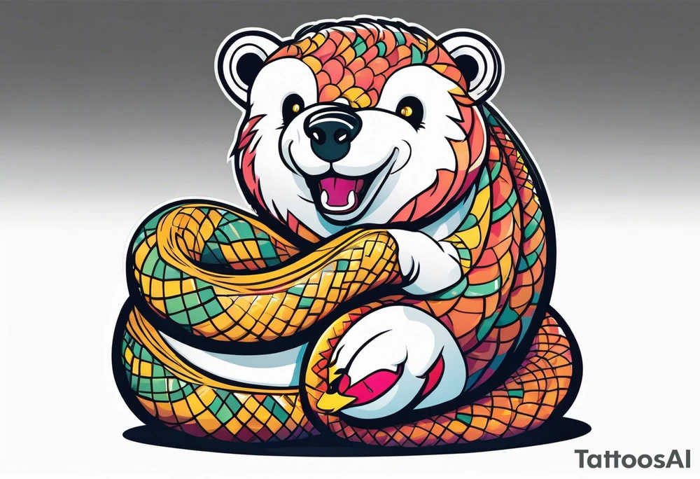 Snake wrapped around bear tattoo idea
