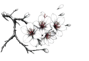 delicate cherry blossoms swirling in spring breeze with petals tattoo idea