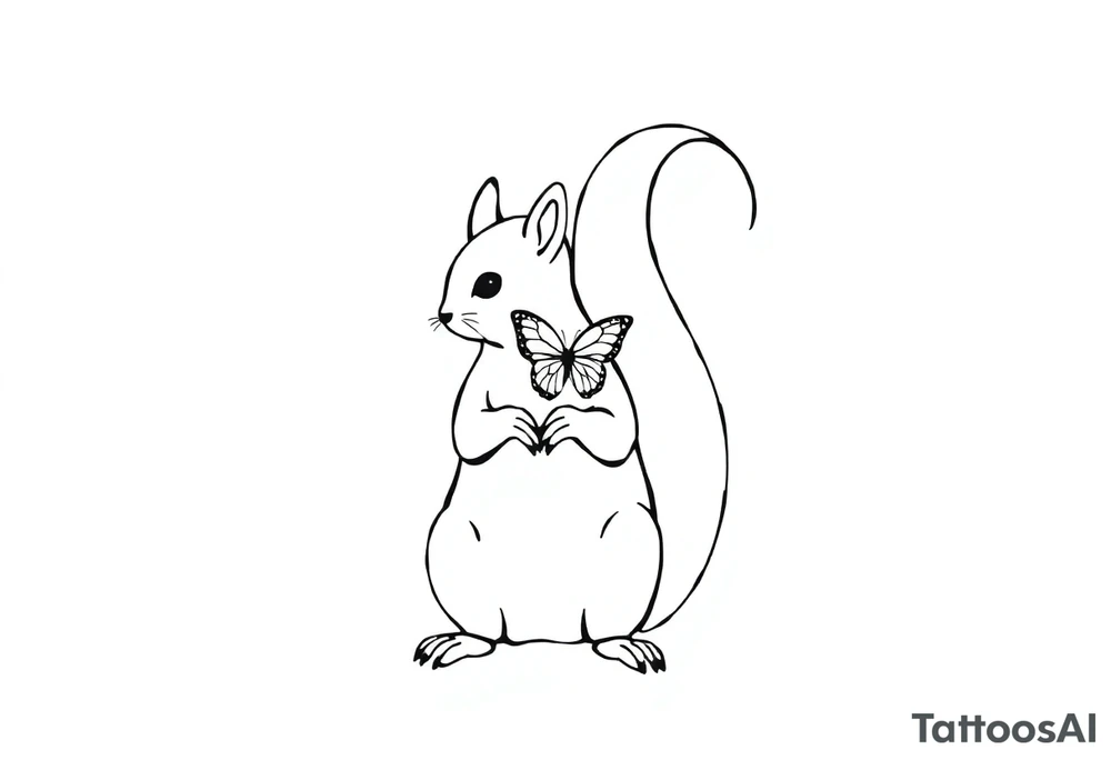 Squirrel holding butterfly tattoo idea