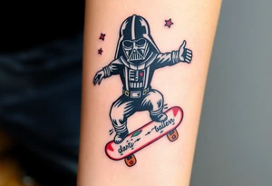 Darth Vader skateboarding > memorial in heaven > bullets
colorful
skateboard words "Darth Carter"
add date 12/29/88-01/06/24 tattoo idea