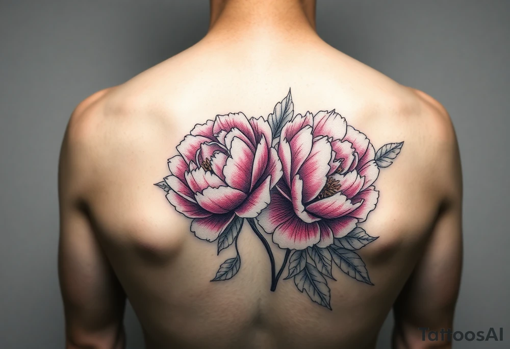 pink peonies on a woman tattoo idea
