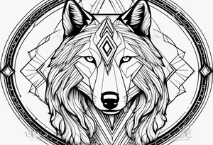 Futuristic design for Virgo zodiac sign and wolves tattoo idea