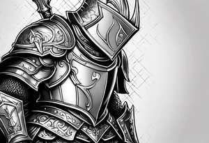 knight with heavy armor and shield tattoo idea