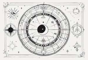 Astrology, Cancer, Natal Chart, symbolic, vision, yin yang, the moon, the sun, Uranus, Pluto, spiritual third eye, mystical armband tattoo idea